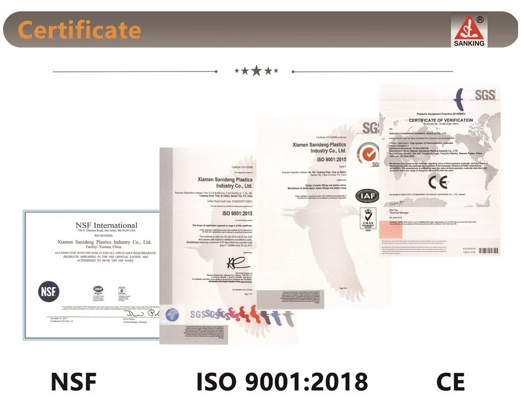 Electrical actuated CPVC butterfly valve CERTIFICATE
